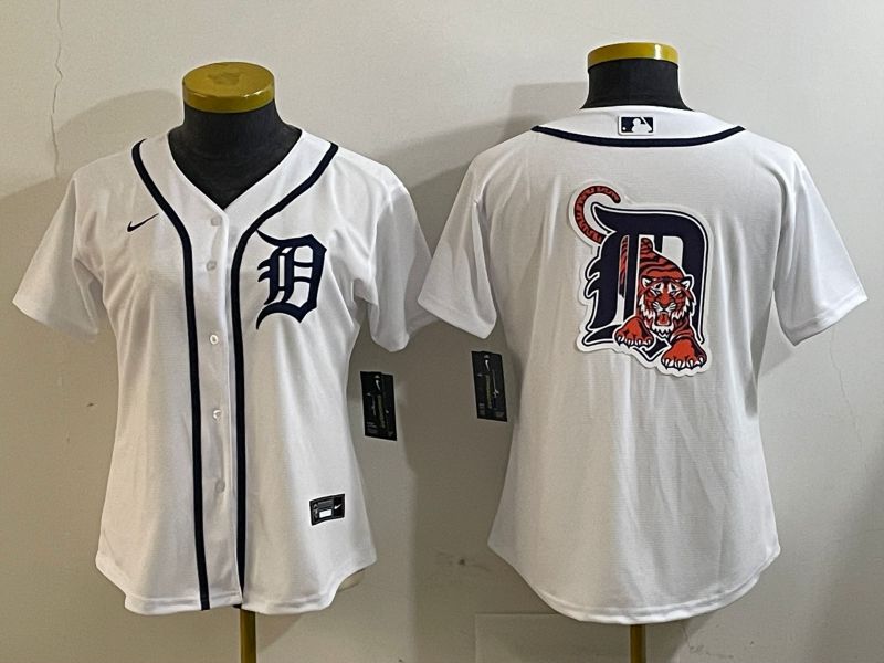 Women Detroit Tigers Blank White Game 2025 Nike MLB Jersey style 3->women mlb jersey->Women Jersey